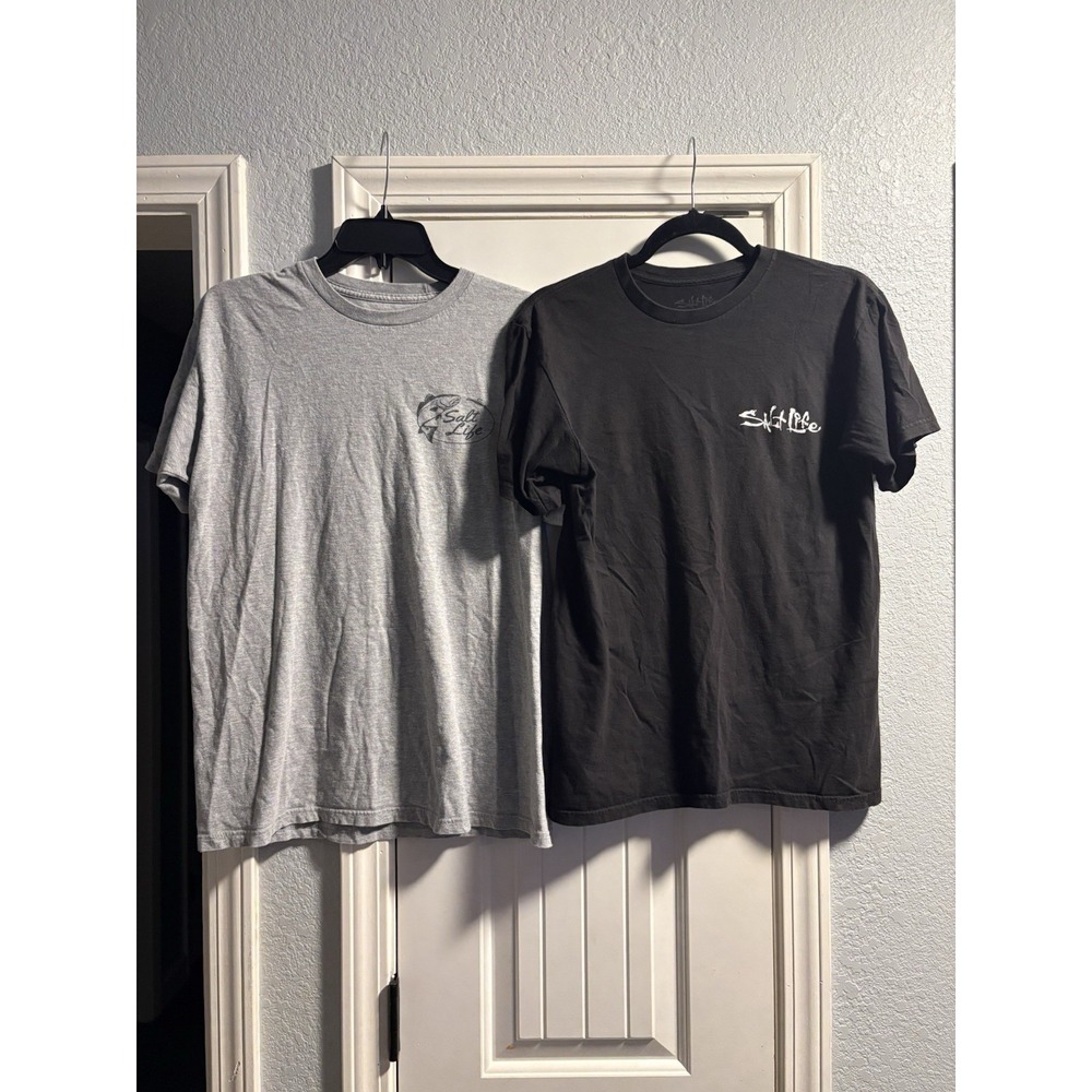 Salt Life Graphic T-Shirt Lot Men Medium Blue Black Grey Fishing Kraken Crab 3pc